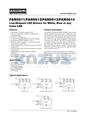 FAN5611S7X datasheet - Low-Dropout LED Drivers for White, Blue or any Color LED