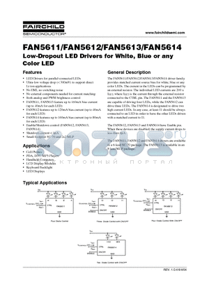 FAN5613 datasheet - Low-Dropout LED Drivers for White, Blue or any Color LED
