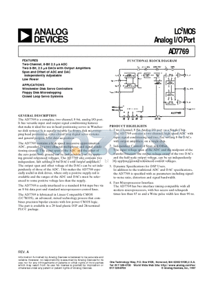 AD7769 datasheet - LC2MOS Analog I/O Port