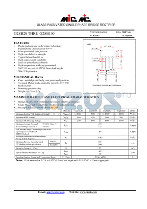 G2SB80 datasheet - GLASS PASSIVATED SINGLE-PHASE BRIDGE RECTIFIER