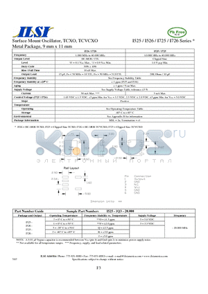 I525-1P3-20.000 datasheet - Surface Mount Oscillator, TCXO, TCVCXO Metal Package, 9 mm x 11 mm