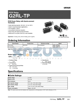 G2RL-TP datasheet - PCB Relay