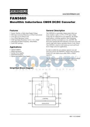 FAN5660 datasheet - Monolithic Inductorless CMOS DC/DC Converter