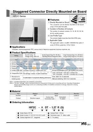 HIF2C-30DT-1.27R datasheet - Staggered Connector Directly Mounted on Board