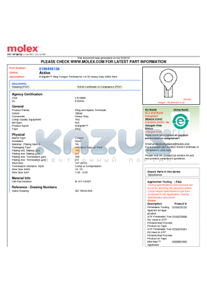 190440138 datasheet - Krimptite Ring Tongue Terminal for 14-16 Heavy Duty AWG Wire