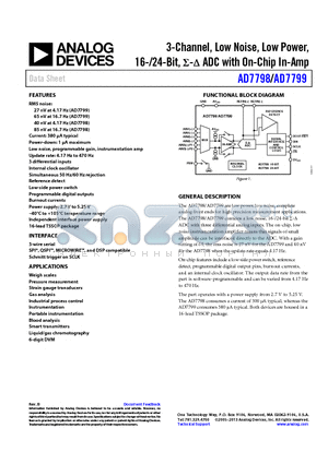 AD7798 datasheet - Low Power, 24-Bit/16-Bit Sigma-Delta ADC with In-Amp