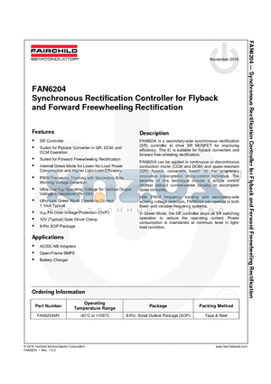 FAN6204 datasheet - Synchronous Rectification Controller