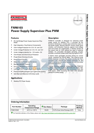 FAN6103 datasheet - Power Supply Supervisor Plus PWM