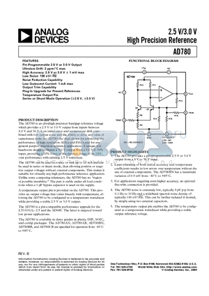 AD780BR datasheet - 2.5 V/3.0 V High Precision Reference