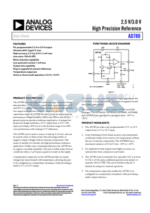 AD780BRZ-REEL7 datasheet - 2.5 V/3.0 V High Precision Reference