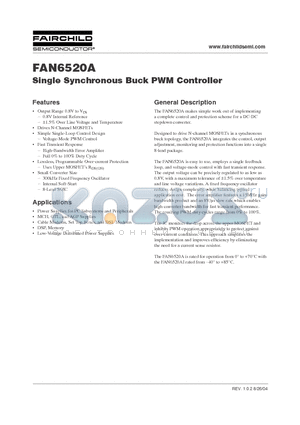 FAN6520AM datasheet - Single Synchronous Buck PWM Controller