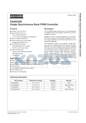 FAN6520BIMX datasheet - Single Synchronous Buck PWM Controller