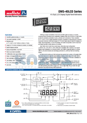 DSD-40LCD-0/1-5B-C datasheet - 4m Digit, LCD Display Digital Panel Voltmeters