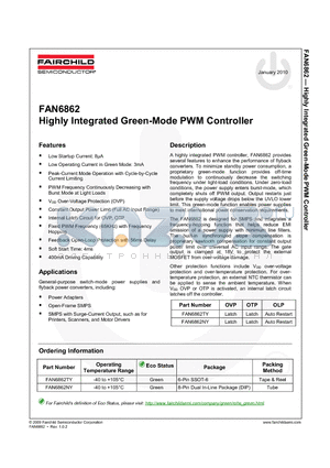 FAN6862TY datasheet - Highly Integrated Green-Mode PWM Controller