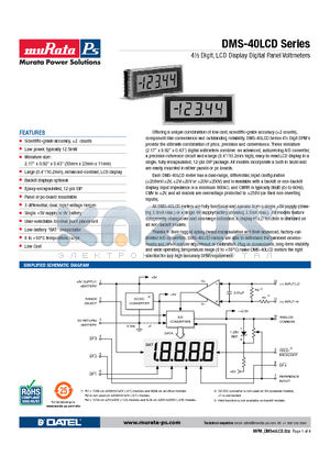 DSD-40LCD-1/2-9-C datasheet - 4m Digit, LCD Display Digital Panel Voltmeters