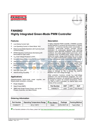 FAN6862TY datasheet - Highly Integrated Green-Mode PWM Controller