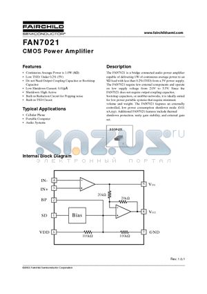 FAN7021 datasheet - CMOS Power Amplifier