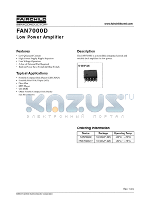 FAN7000 datasheet - Low Power Amplifier