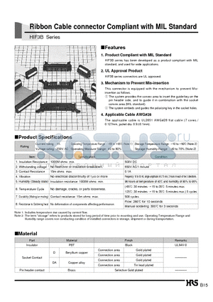 HIF3BB-40DA-2.54R datasheet - Ribbon Cable connector Compliant with MIL Standard