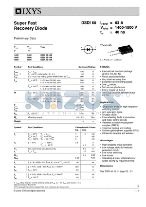 DSDI60-14A datasheet - Super Fast Recovery Diode