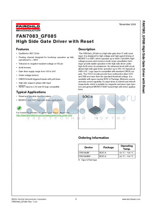 FAN7083 datasheet - High Side Gate Driver with Reset