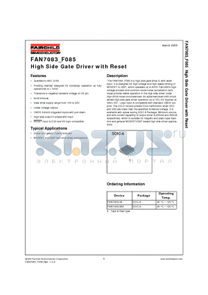 FAN7083CM datasheet - High Side Gate Driver with Reset