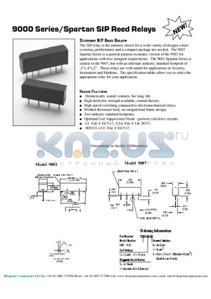 9007-05-00 datasheet - Spartan SIP Reed Relays