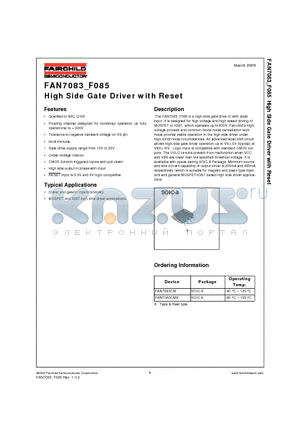 FAN7083 datasheet - High Side Gate Driver with Reset