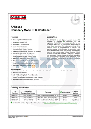 FAN6961SY datasheet - Boundary Mode PFC Controller