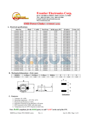 CSS042C-100M datasheet - SMD Power Choke