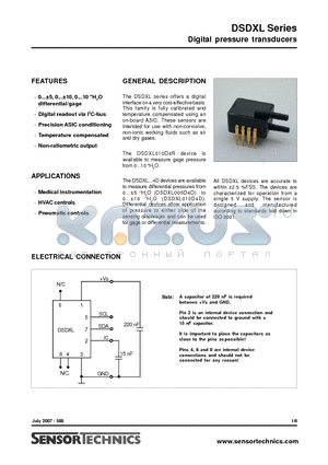 DSDXL010D4R datasheet - Digital pressure transducers