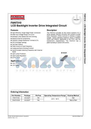 FAN7310GX datasheet - LCD Backlight Inverter Drive Integrated Circuit