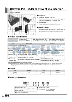 HIF3F-30PA-2.54DS datasheet - Box type Pin Header to Prevent Mis-insertion