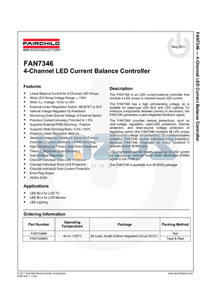 FAN7346MX datasheet - 4-Channel LED Current Balance Controller