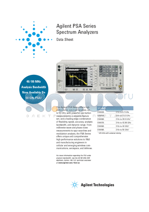 E4448A datasheet - Agilent PSA Series Spectrum Analyzers