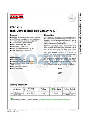 FAN73711 datasheet - High-Current, High-Side Gate Drive IC