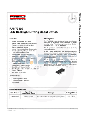 FAN73402MX datasheet - LED Backlight Driving Boost Switch