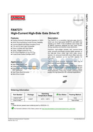 FAN7371M datasheet - High-Current High-Side Gate Drive IC