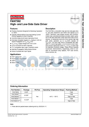 FAN7382M1X datasheet - High- and Low-Side Gate Driver