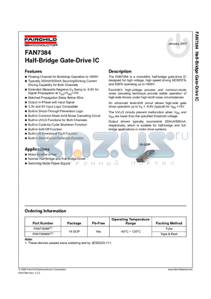 FAN7384 datasheet - Half-Bridge Gate-Drive IC