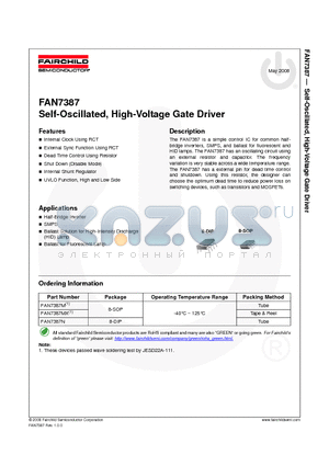 FAN7387N datasheet - Self-Oscillated, High-Voltage Gate Driver