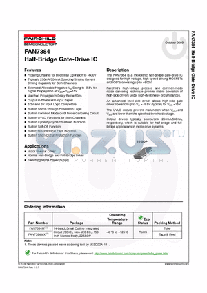 FAN7384MX datasheet - Half-Bridge Gate-Drive IC