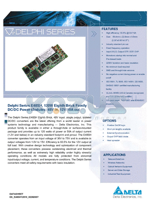 E48SH12010PRFH datasheet - Delphi Series E48SH, 120W Eighth Brick Family DC/DC Power Modules: 48V in, 12V/10A out