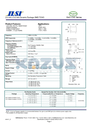 I547-1O7-20.000 datasheet - 2.5 mm x 3.2 mm Ceramic Package SMD TCXO