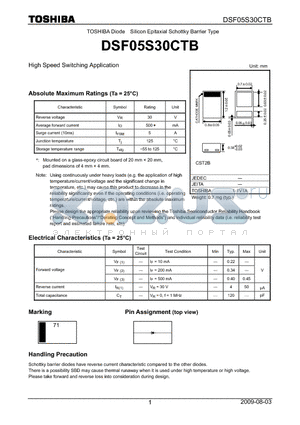 DSF05S30CTB datasheet - Diode Silicon Epitaxial Schottky Barrier Type