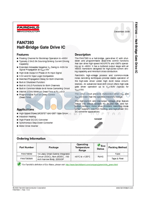 FAN7393M datasheet - Half-Bridge Gate Drive IC