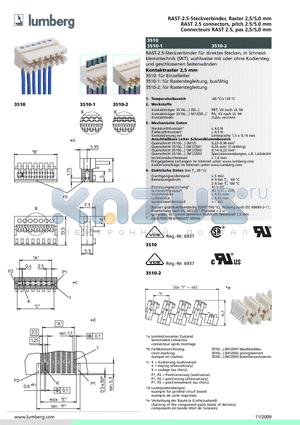 3510-211 datasheet - RAST-2.5-Steckverbinder, Raster 2,5/5,0 mm