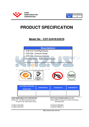 CST-535V9 datasheet - 0.56 Inch Triad Digit Display