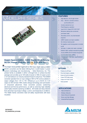 E48SH3R330NRFA datasheet - Delphi Series E48SH, 120W Eighth Brick Family DC/DC Power Modules
