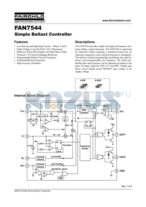 FAN7544 datasheet - Simple Ballast Controller